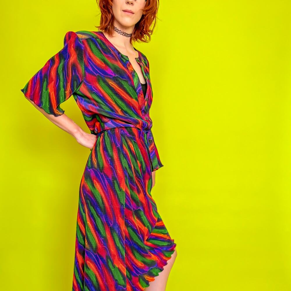 Vintage Rainbow Midi Skirt and Top Set
